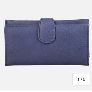 Passage Blue Leather Tri Fold Wallet NWOT